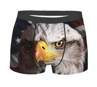 LHDGBWC Caleçons boxeurs pour homme ultra doux brossé stretch avec drapeau américain et aigle, noir, X-Large