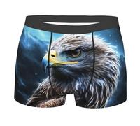 LHDGBWC Caleçons boxeurs pour homme ultra doux brossé stretch Motif aigle ciel nocturne, noir, Medium