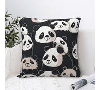 LHDGBWC Housses de coussin décoratives douces, douces, 55,9 x 55,9 cm, style rustique et moderne, motif panda amusant pour canapé, chambre à coucher, salon