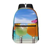 LHDGBWC Lonely Wolf Sac à dos de voyage léger pour ordinateur portable 15,6" pour homme et femme, Boisson de plage tropicale, taille unique