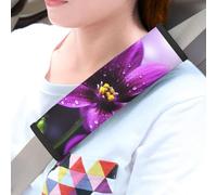 LHDGBWC Lot de 2 coussinets de ceinture de sécurité universels pour ceinture de sécurité de voiture - Motif floral violet - Pour ceinture de sécurité - Accessoires d'intérieur de voiture