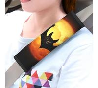 LHDGBWC Lot de 2 coussinets de ceinture de sécurité universels pour Halloween, chauve-souris, harnais de landau, housse de coussin pour ceinture de sécurité, accessoires d'intérieur de voiture