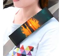 LHDGBWC Lot de 2 coussinets universels pour ceinture de sécurité de voiture - Coucher de soleil - Aube - Pour harnais de landau - Pour ceinture de sécurité - Accessoires d'intérieur de voiture