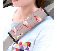 LHDGBWC Lot de 2 coussinets universels pour ceinture de sécurité de voiture - Motif flamant rose - Pour harnais de landau - Pour ceinture de sécurité - Accessoires d'intérieur de voiture