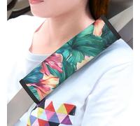 LHDGBWC Lot de 2 coussinets universels pour ceinture de sécurité de voiture - Motif floral tropical - Pour ceinture de sécurité - Accessoires d'intérieur de voiture