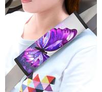 LHDGBWC Lot de 2 coussinets universels pour ceinture de sécurité de voiture - Motif papillon violet - Pour ceinture de sécurité - Accessoires d'intérieur de voiture