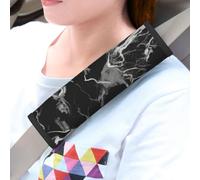 LHDGBWC Lot de 2 coussinets universels pour ceinture de sécurité de voiture - Noir et blanc - Marbré - Pour harnais de landau - Accessoires d'intérieur de voiture