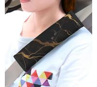 LHDGBWC Lot de 2 coussinets universels pour ceinture de sécurité de voiture - Noir et doré - Marbré - Pour harnais de landau - Accessoires d'intérieur de voiture