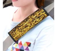 LHDGBWC Lot de 2 coussinets universels pour ceinture de sécurité de voiture - Paillettes dorées - Pour harnais de landau - Accessoires d'intérieur de voiture
