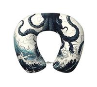 LHDGBWC Oreiller de voyage pour avion, oreiller cervical en mousse à mémoire de forme inspiré de l'océan, coussin de soutien amovible pour le cou, oreiller portable en forme de U pour dormir