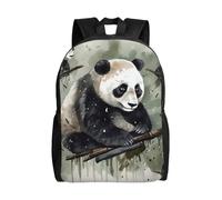 LHDGBWC Sac à dos de voyage léger pour ordinateur portable de 15,6 pouces avec peinture à l'encre de panda pour homme et femme
