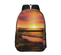 LHDGBWC Sac à dos de voyage léger pour ordinateur portable de 15,6 pouces avec peinture à l'encre de panda pour homme et femme, Coucher de soleil en Islande, taille unique