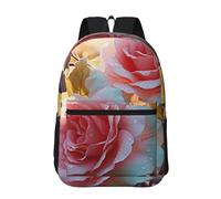 LHDGBWC Sac à dos de voyage léger pour ordinateur portable de 15,6 pouces avec peinture à l'encre de panda pour homme et femme, Fleurs sauvages de rose, taille unique