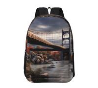 LHDGBWC Sac à dos de voyage léger pour ordinateur portable de 15,6 pouces avec peinture à l'encre de panda pour homme et femme, Pont paysager, taille unique