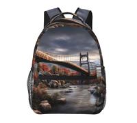 LHDGBWC Sac à dos de voyage léger pour ordinateur portable de 15,6 pouces avec peinture à l'encre de panda pour homme et femme, Pont paysager, taille unique