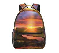 LHDGBWC Sac à dos de voyage léger pour ordinateur portable de 15,6 pouces avec peinture à l'encre de panda pour homme et femme, Coucher de soleil en Islande, taille unique