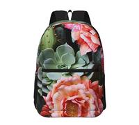 LHDGBWC Sac à dos de voyage léger pour ordinateur portable de 15,6 pouces avec peinture à l'encre de panda pour homme et femme, Roses Fleurs et Cactus, taille unique