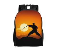 LHDGBWC Sac à dos de voyage léger pour ordinateur portable de 15,6 pouces Motif silhouette de karaté soleil pour homme et femme