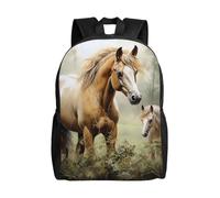 LHDGBWC Sac à dos de voyage pour ordinateur portable de 15,6 pouces - Motif animaux brodés - Chevaux - Léger - Pour homme et femme