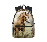 LHDGBWC Sac à dos de voyage pour ordinateur portable de 15,6 pouces - Motif animaux brodés - Chevaux - Léger - Pour homme et femme