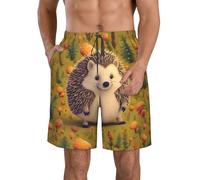LHDGBWC Short de bain pour homme - Séchage rapide - Avec poche - Motif hérisson - Short de plage, blanc, 3X-Large