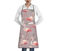 LHDGBWC Tablier de chef imperméable pour homme et femme - Tablier de chef réglable avec poches - Motif flamant rose - Tablier de cuisine pour cuisine, barbecue, nettoyage du barbecue