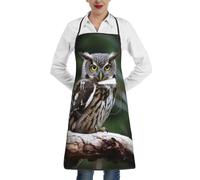 LHDGBWC Tablier de chef imperméable pour homme et femme - Tablier de chef réglable avec poches - Motif hibou sauvage - Tablier de cuisine pour cuisine, barbecue, nettoyage de barbecue - Blanc - Taille
