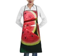 LHDGBWC Tablier de chef imperméable pour homme et femme - Tablier de chef réglable avec poches - Motif pastèque - Beau tablier de cuisine pour la cuisine, la pâtisserie, le barbecue, le nettoyage du