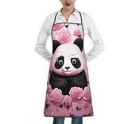 LHDGBWC Tablier de chef imperméable pour homme et femme - Tablier de chef réglable avec poches - Motif panda rose - Tablier de cuisine pour cuisine, barbecue, nettoyage