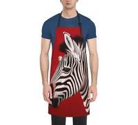 LHDGBWC Tablier de chef imperméable pour homme et femme - Tablier de chef réglable avec poches - Tablier de cuisine zèbre rouge pour cuisine, pâtisserie, barbecue, peinture, nettoyage du gril, noir
