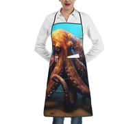 LHDGBWC Tablier imperméable pour homme et femme - Tablier de chef réglable avec poches - Grand tablier de cuisine en forme de pieuvre pour cuisine, pâtisserie, barbecue, nettoyage du barbecue