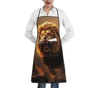 LHDGBWC Tablier imperméable pour homme et femme - Tablier de chef réglable avec poches - Lion rugissant en colère - Tablier de cuisine pour cuisine, pâtisserie, barbecue, nettoyage du barbecue