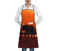 LHDGBWC Tablier imperméable pour homme et femme - Tablier de chef réglable avec poches - Motif éléphant d'Afrique - Tablier de cuisine pour cuisine, pâtisserie, barbecue, nettoyage du barbecue