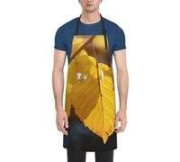 LHDGBWC Tablier imperméable pour homme et femme - Tablier de chef réglable avec poches - Motif feuilles jaunes - Tablier de cuisine pour cuisine, barbecue, peinture, nettoyage