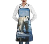LHDGBWC Tablier imperméable pour homme et femme - Tablier de chef réglable avec poches - Motif ours polaire - Tablier de cuisine pour cuisine, barbecue, nettoyage de barbecue