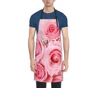 LHDGBWC Tablier imperméable pour homme et femme - Tablier de chef réglable avec poches - Motif roses fraîches - Tablier de cuisine pour cuisine, barbecue, peinture, nettoyage