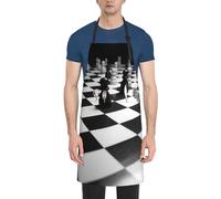 LHDGBWC Tablier imperméable pour homme et femme - Tablier de chef réglable avec poches - Noir et blanc - Tablier de cuisine en damier pour cuisine, pâtisserie, barbecue, peinture, nettoyage