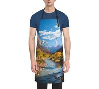 LHDGBWC Tablier imperméable pour homme et femme - Tablier de chef réglable avec poches - Tablier de cuisine Zion National Park - Tablier de cuisine pour cuisine, barbecue, peinture, nettoyage