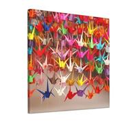 LHDGBWC Toile murale à suspendre - Impressions sur toile de peintures à thème origami - Impressions sur toile de peintures à thème grues en papier origami - 30,5 x 30,5 cm - Décoration murale moderne