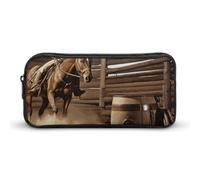 LHDGSJE Trousse à crayons légère American West Rodeo - Grande capacité - Organiseur de papeterie de bureau, blanc, 22*12*5cm, Trousse à crayons