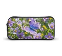 LHDGSJE Trousse à crayons légère avec papillons et fleurs Violet Grande capacité Organiseur de papeterie de bureau, blanc, 22*12*5cm, Trousse à crayons