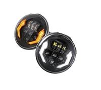 Lhdktee Feux Phares Voiture Phare Led De 7 Pouces Avec Clignotant Blanc DRL Ambre Faisceau Hi/Lo Phares Ronds Pour Hummer H1 Et H2 2003 2004 2005 2006 2007 2008 2009 Phares Avant