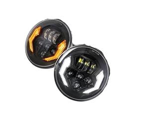 Lhdktee Feux Phares Voiture Phare Led De 7 Pouces Avec Clignotant Blanc DRL Ambre Faisceau Hi/Lo Phares Ronds Pour Hummer H1 Et H2 2003 2004 2005 2006 2007 2008 2009 Phares Avant