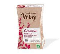 L'Herboriste du Velay - Infusion BIO Circulation - Hibiscus, Cynorrhodon, Réglisse - Ingrédients 100% Issus de l'Agriculture Biologique - Conditionné au Puy-en-Velay - Boite de 20 Sachets