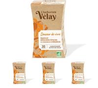 L'Herboriste du Velay - Infusion BIO Douceur de Vivre - Basilic, Réglisse, Orange, Épices - Conditionné au Puy-en-Velay - Boite de 20 Sachets (Lot de 4)