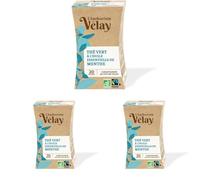 L'Herboriste du Velay - Thé Vert BIO à la Menthe - 100% Issu de l'Agriculture Biologique & Équitable - Conditionné au Puy-en-Velay - Boite de 20 Sachets (Lot de 3)