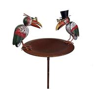 L'Héritier Du Temps Bain à Oiseaux Abreuvoir Mangeoire Perchoir Bain d'Oiseau sur Pic en Métal 22,5x29x107cm