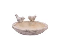 L'Héritier Du Temps Bain d'Oiseau Mangeoire à Oiseaux Grainetier Abreuvoir Baignoire Bain à Oiseau en Terre Cuite Patinée 12x34x34cm