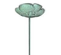 L'Héritier Du Temps Bain Oiseau sur Tige Abreuvoir en Fonte à Planter Mangeoire en Fonte Patinée Vert Clair Tuteur Jardin 14,5x14,5x95cm