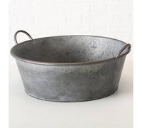 L'Héritier Du Temps Bassine Métal Effet Zinc Bac à Plantes Jardinière Jackson à Poignée Ronde Gm 19x42x47,5cm